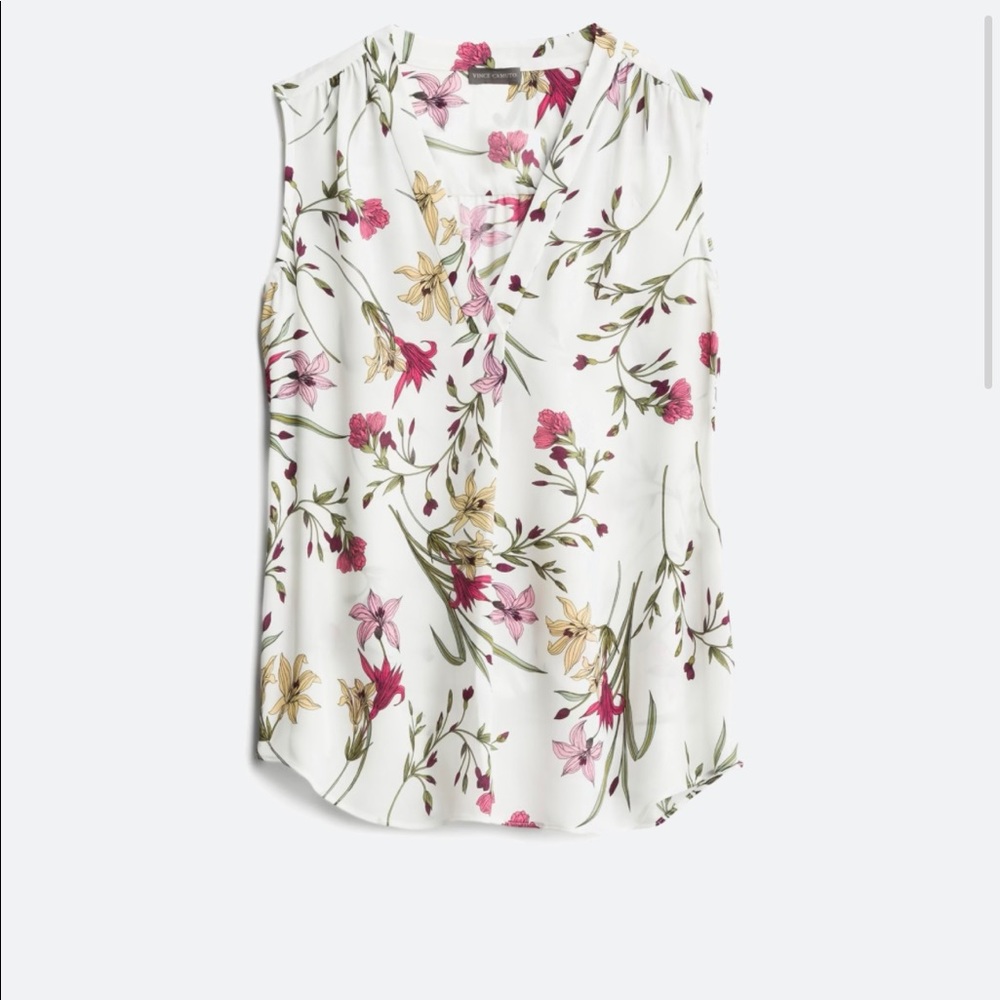 Vince Camuto Sleeveless V-Neck Rumple Blouse